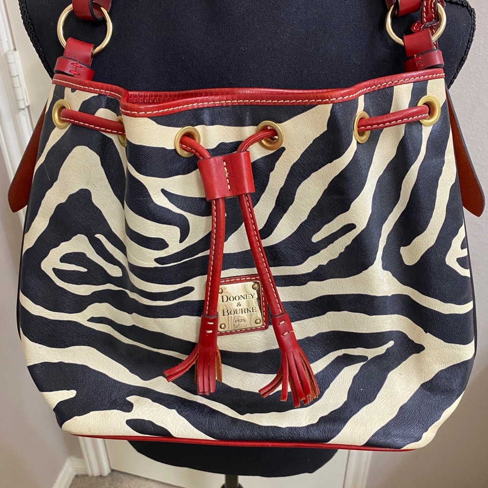 Dooney & Bourke Vintage Zebra Drawstring  Bag